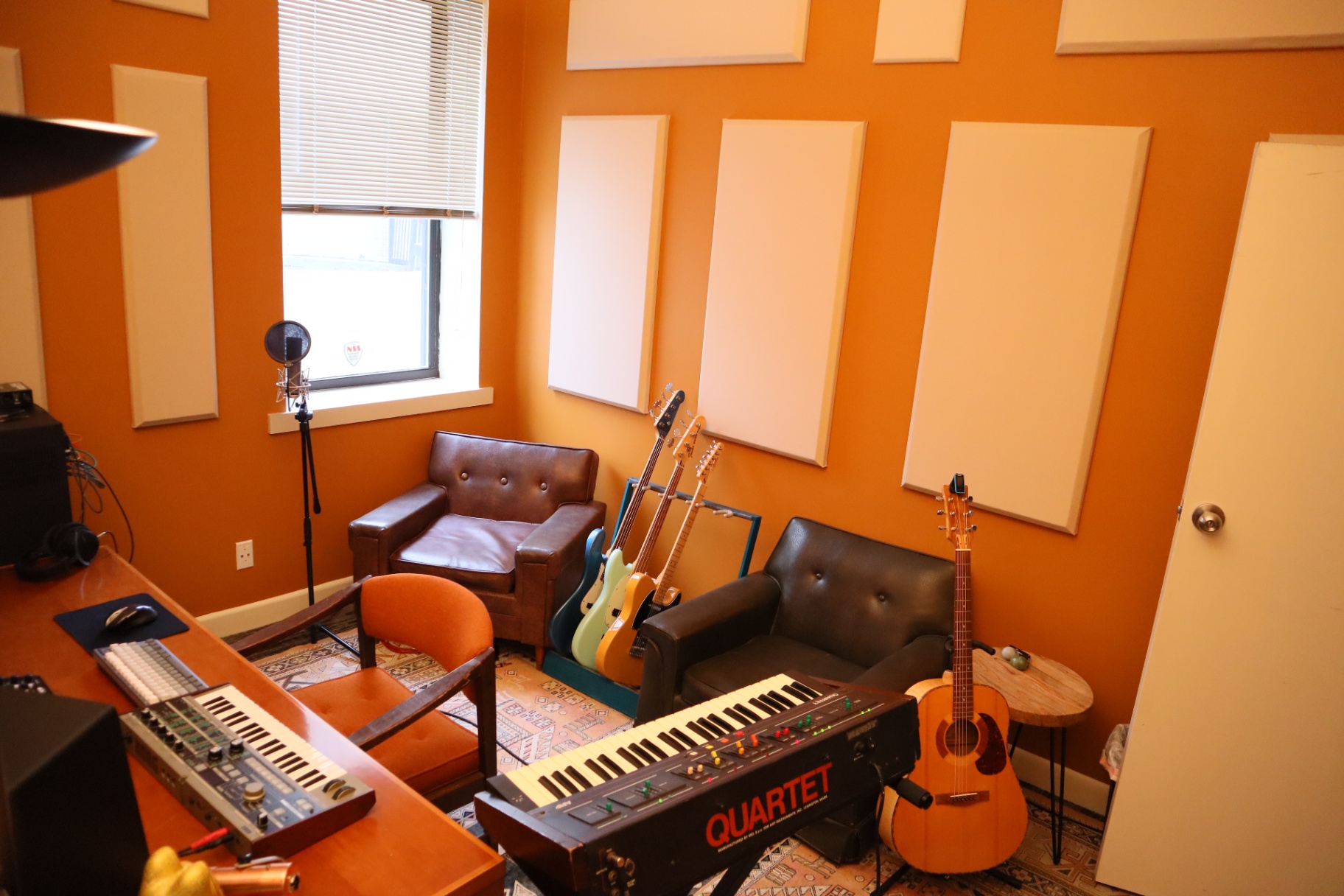 Live tracking room with guitars