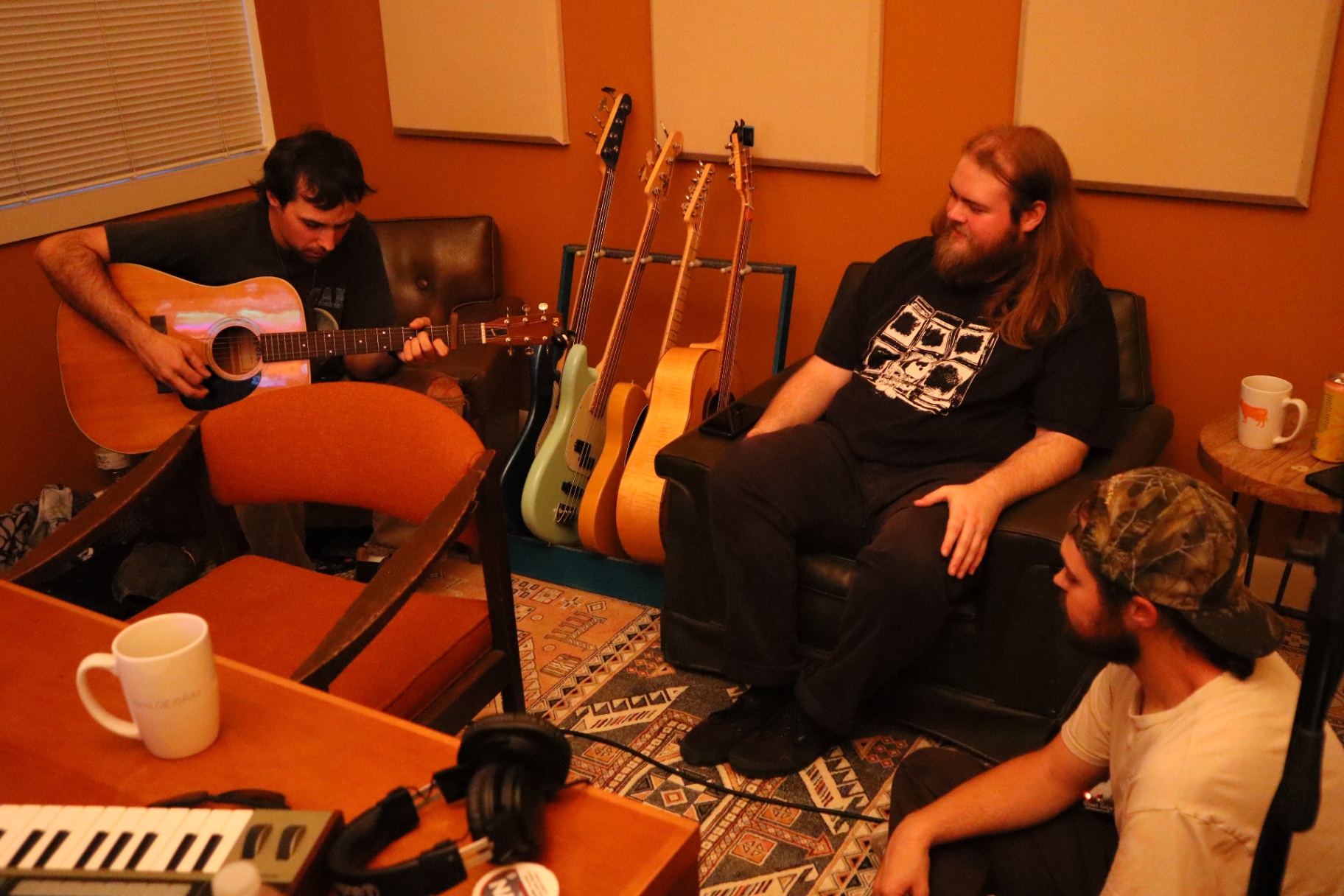 Band hanging in the live room